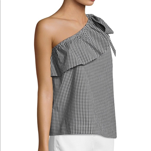 Vineyard Vines Petit Gingham One Shoulder Bow Top - Picture 3 of 8